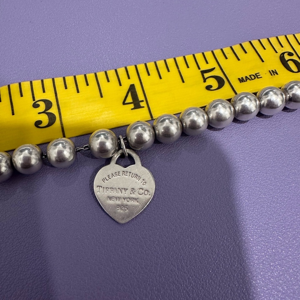 Tiffany & Co. Silver Bead Bracelet with Heart Tag - Picture 11 of 12